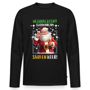 Noël Claus Bière Boire de l’alcool - T-shirt manches longues Premium bio Homme - noir - Devant - Nico (187cm)