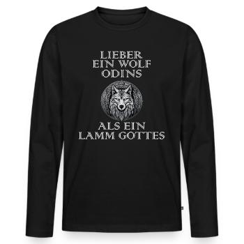 Walhalla Wolf Wölfe Odins Runen Nordischer Kompass - Männer Premium Bio Langarmshirt - Schwarz - Vorne - Nico (187cm)