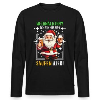 Weihnachtsmann Bier Saufen Alkohol Weihnachten - Männer Premium Bio Langarmshirt - Schwarz - Vorne - Nico (187cm)