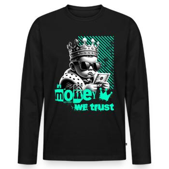 En argent nous faisons confiance avec un motif de dicton cool - T-shirt manches longues Premium bio Homme - noir - Devant - Nico (187cm)