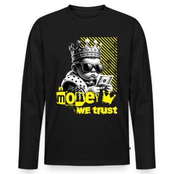 En argent nous faisons confiance avec un motif de dicton cool - T-shirt manches longues Premium bio Homme - noir - Devant - Nico (187cm)