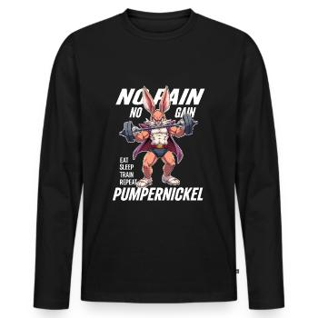 Pumpernickel - Gym Hase Bodybuilding Sport Fitness - Männer Premium Bio Langarmshirt - Schwarz - Vorne - Nico (187cm)