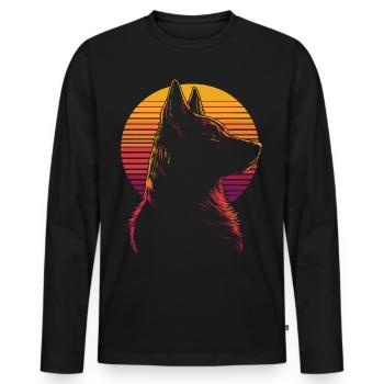German Shepherd Silhouette Vintage - Men's Premium Organic Long Sleeve Shirt - black - Front - Nico (187cm)