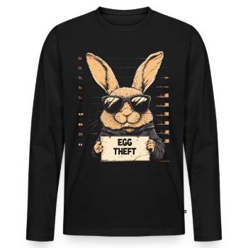 Hase Eierdieb Osterhase Mugshot Polizeifoto Ostern - Männer Premium Bio Langarmshirt - Schwarz - Vorne - Nico (187cm)