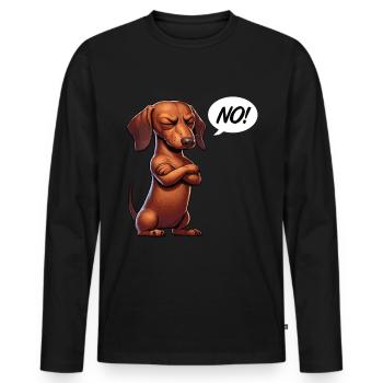 Pas de teckel Propriétaire de teckel Dachshund Lover Dachshund - T-shirt manches longues Premium bio Homme - noir - Devant - Nico (187cm)