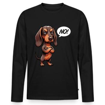 Pas de teckel Propriétaire de teckel Dachshund Lover Dachshund - T-shirt manches longues Premium bio Homme - noir - Devant - Nico (187cm)