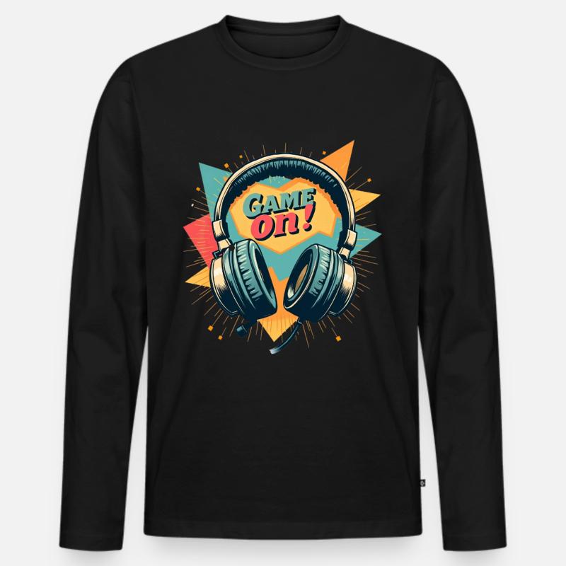 Gaming Headset - Game on - Männer Premium Bio Langarmshirt - Schwarz