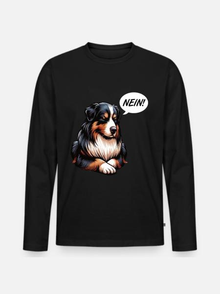 Nein Australian Shepherd Aussie Aussiebesitzer - Männer Premium Bio Langarmshirt - Schwarz