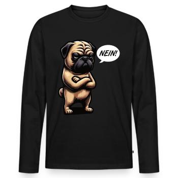 Nein Mops Möpse Mopsbesitzer Mopsliebhaber Mopsfan - Männer Premium Bio Langarmshirt - Schwarz - Vorne - Nico (187cm)