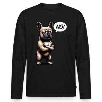 Pas de Bouledogue Français Frenchie Propriétaire de Frenchie - T-shirt manches longues Premium bio Homme - noir - Devant - Nico (187cm)