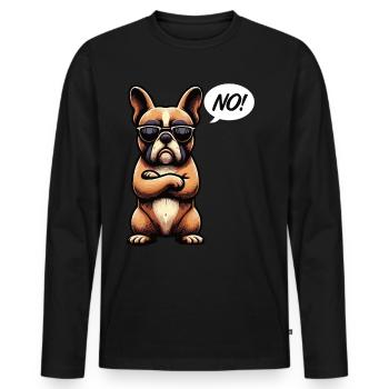 Pas de Bouledogue Français Frenchie Propriétaire de Frenchie - T-shirt manches longues Premium bio Homme - noir - Devant - Nico (187cm)