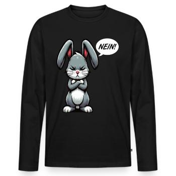 Nein Kaninchen Hase Hasen langohr Klopfer Rammler - Männer Premium Bio Langarmshirt - Schwarz - Vorne - Nico (187cm)