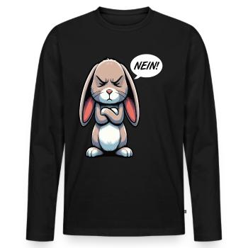 Nein Kaninchen Hase Hasen langohr Klopfer Rammler - Männer Premium Bio Langarmshirt - Schwarz - Vorne - Nico (187cm)