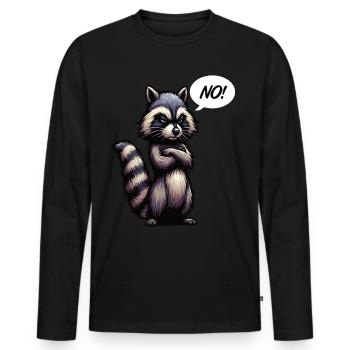 Pas de raton laveur ratons laveurs animal de la forêt raton laveur drôle - T-shirt manches longues Premium bio Homme - noir - Devant - Nico (187cm)