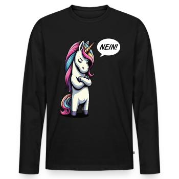 Nein Einhorn Einhörner Einhornfan Einhornliebhaber - Männer Premium Bio Langarmshirt - Schwarz - Vorne - Nico (187cm)