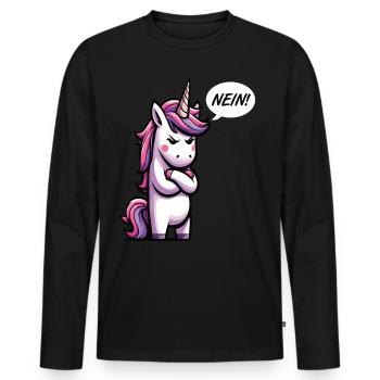 Nein Einhorn Einhörner Einhornfan Einhornliebhaber - Männer Premium Bio Langarmshirt - Schwarz - Vorne - Nico (187cm)