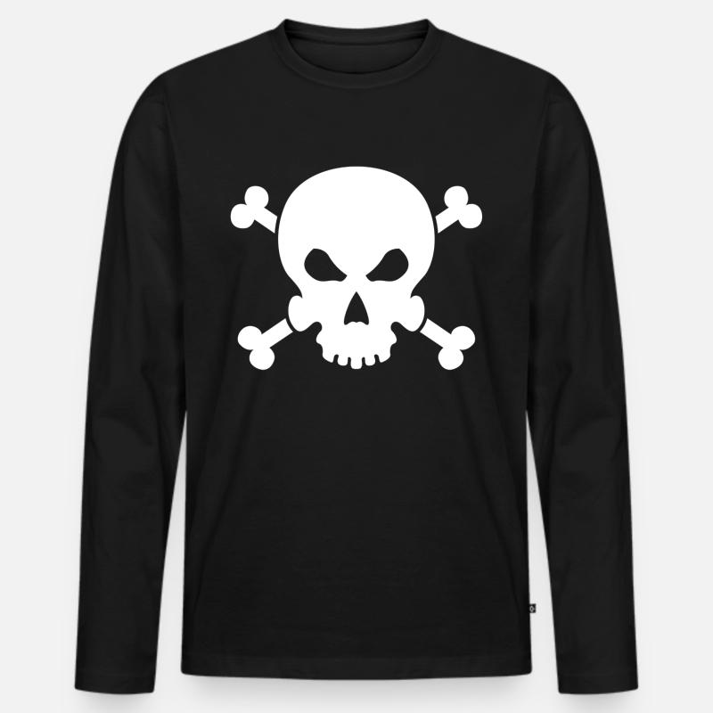 Totenkopf - Männer Premium Bio Langarmshirt - Schwarz