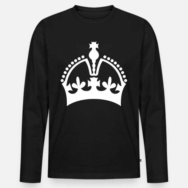 Krone - Männer Premium Bio Langarmshirt - Schwarz