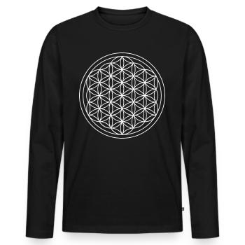 flower of life - Men's Premium Organic Long Sleeve Shirt - black - Front - Nico (187cm)