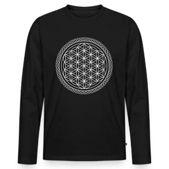 flower of Life - Men's Premium Organic Long Sleeve Shirt - black - Front - Nico (187cm)