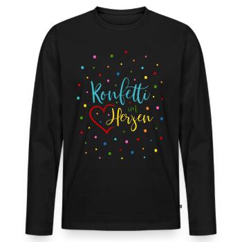 Konfetti im Herzen - Männer Premium Bio Langarmshirt - Schwarz - Vorne - Nico (187cm)