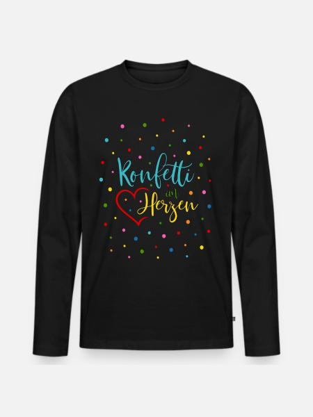 Konfetti im Herzen - Männer Premium Bio Langarmshirt - Schwarz