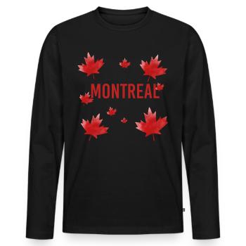 Montreal - Men's Premium Organic Long Sleeve Shirt - black - Front - Nico (187cm)