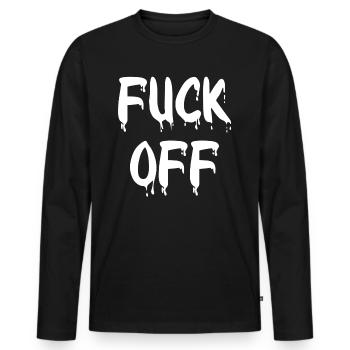 Fuck off - Männer Premium Bio Langarmshirt - Schwarz - Vorne - Nico (187cm)