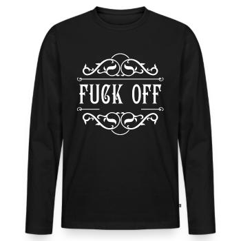 Fuck Off - Männer Premium Bio Langarmshirt - Schwarz - Vorne - Nico (187cm)