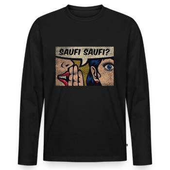 Saufī Saufī - Männer Premium Bio Langarmshirt - Schwarz - Vorne - Nico (187cm)