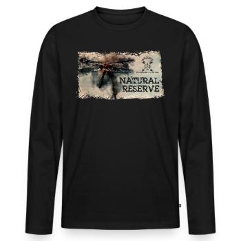 Série "RESERVE NATURELLE" - Odonate - T-shirt manches longues Premium bio Homme - noir - Devant - Nico (187cm)