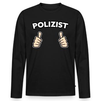 Polizist Beruf Geschenkidee - Männer Premium Bio Langarmshirt - Schwarz - Vorne - Nico (187cm)