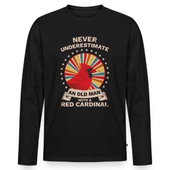 Cardinal Rouge Cardinal Rouge Rétro Vintage Cardinal - T-shirt manches longues Premium bio Homme - noir - Devant - Nico (187cm)