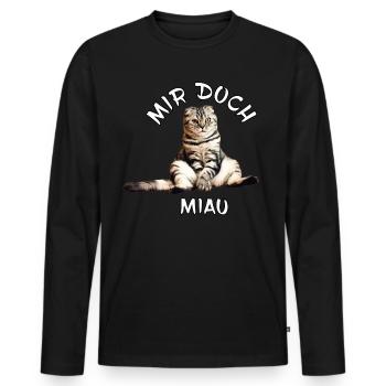Katze – Mir doch miau - Männer Premium Bio Langarmshirt - Schwarz - Vorne - Nico (187cm)