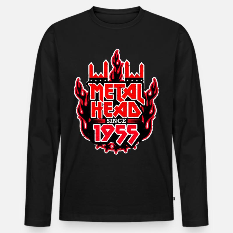 METALHEAD since 1955 - Männer Premium Bio Langarmshirt - Schwarz