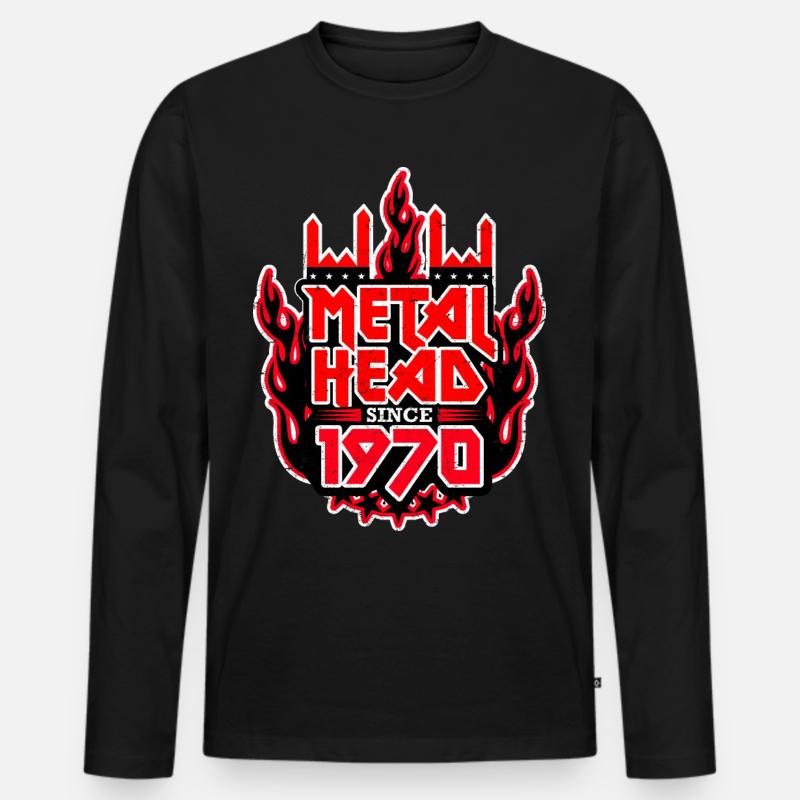 METALHEAD since 1970 - Männer Premium Bio Langarmshirt - Schwarz
