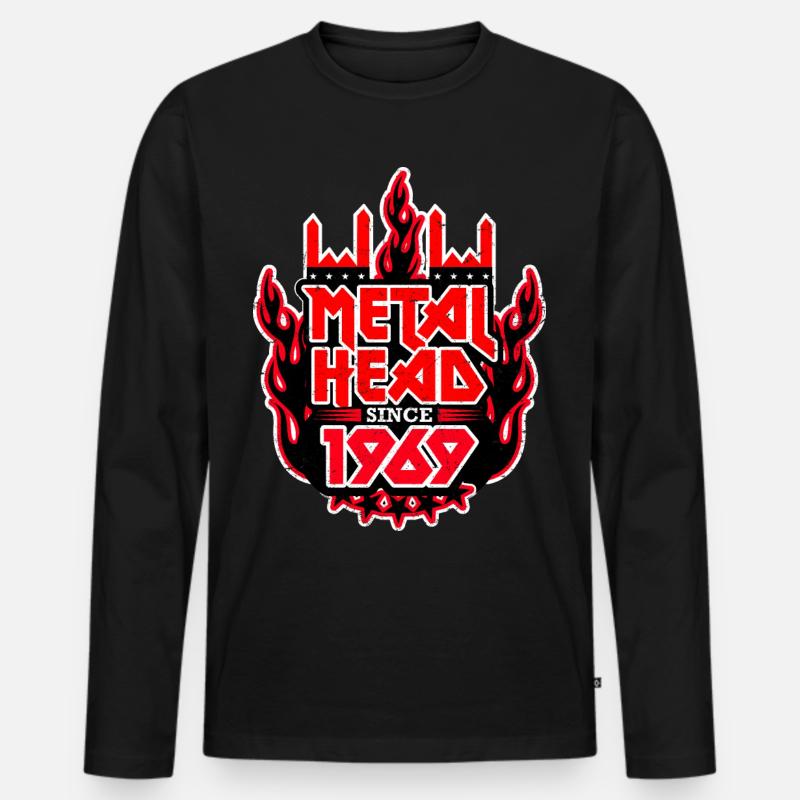 METALHEAD since 1969 - Männer Premium Bio Langarmshirt - Schwarz