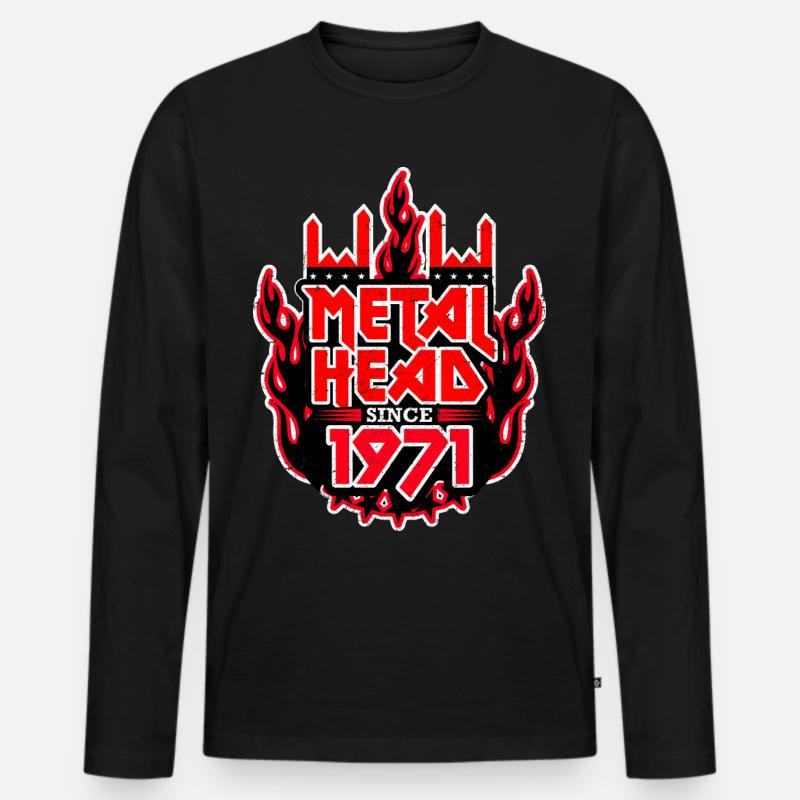 METALHEAD since 1971 - Männer Premium Bio Langarmshirt - Schwarz