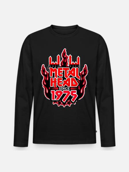 METALHEAD since 1975 - Männer Premium Bio Langarmshirt - Schwarz