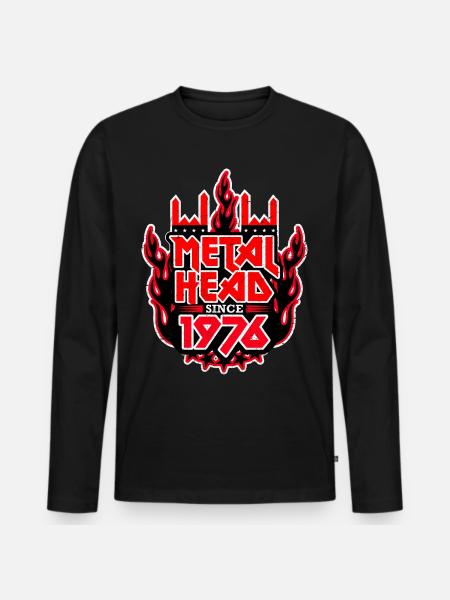 METALHEAD since 1976 - Männer Premium Bio Langarmshirt - Schwarz