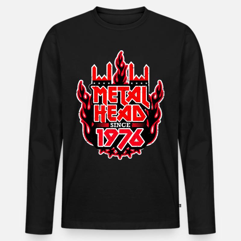 METALHEAD since 1976 - Männer Premium Bio Langarmshirt - Schwarz