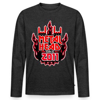METALHEAD since 2011 - Men's Premium Organic Long Sleeve Shirt - heather anthracite - Front - Nico (187cm)