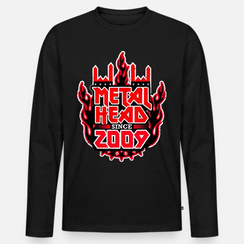 METALHEAD since 2009 - Männer Premium Bio Langarmshirt - Schwarz