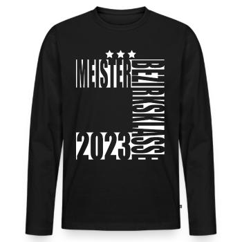Meister Bezirksklasse 2023 Aufstiegstrikot - Männer Premium Bio Langarmshirt - Schwarz - Vorne - Nico (187cm)