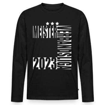 Meister Verbandsliga 2023 Aufstiegstrikot - Männer Premium Bio Langarmshirt - Schwarz - Vorne - Nico (187cm)