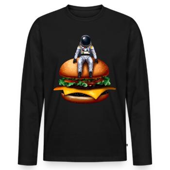 Astronaute spatial Cheeseburger - T-shirt manches longues Premium bio Homme - noir - Devant - Nico (187cm)