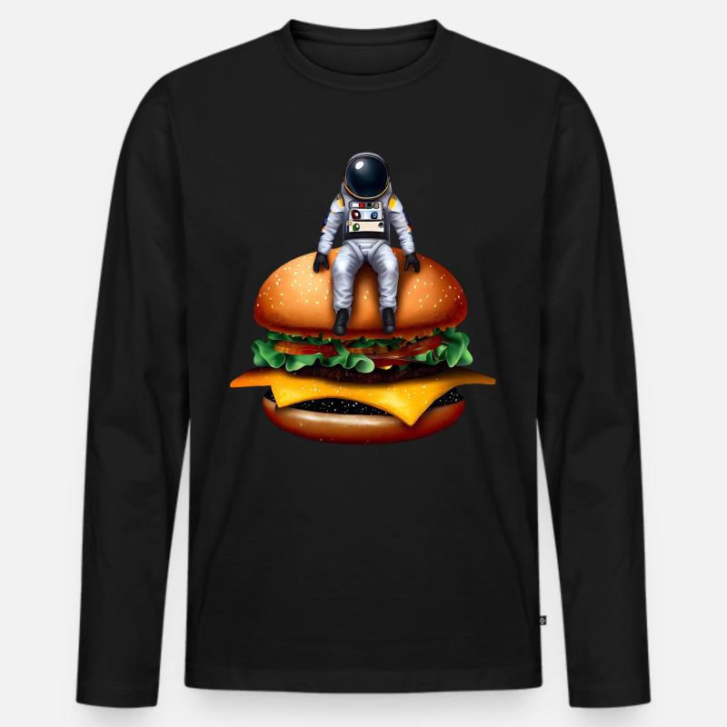 Astronaute spatial Cheeseburger - T-shirt manches longues Premium bio Homme - noir