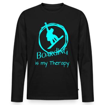 Boarding is my Therapy - Männer Premium Bio Langarmshirt - Schwarz - Vorne - Nico (187cm)