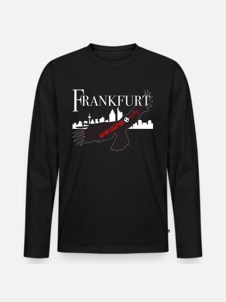Frankfurt nur hier schlägt mein Fussballherz - Männer Premium Bio Langarmshirt - Schwarz