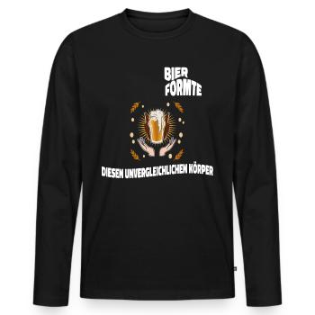 Bier formte diesen unvergleichlichen Körper - Männer Premium Bio Langarmshirt - Schwarz - Vorne - Nico (187cm)